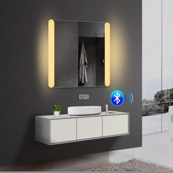 Éclairage LED blanc chaud/blanc miroir de salle de bain avec haut-parleur Bluetooth