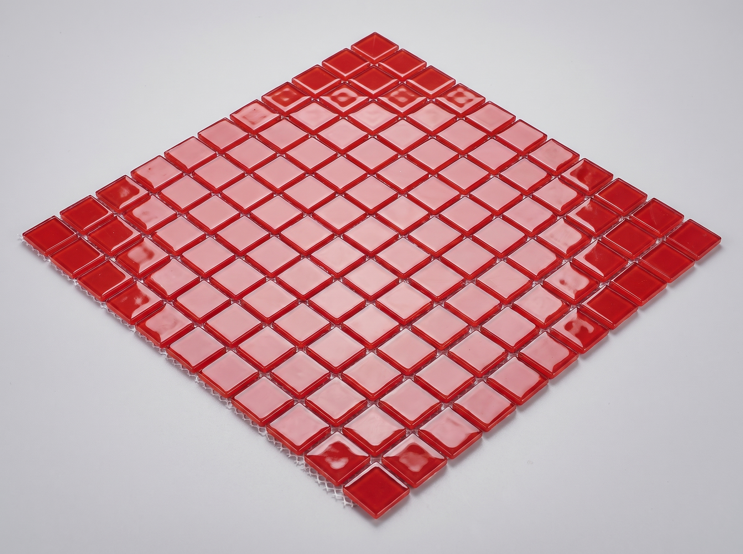 Glasmosaik 23×23 mm glänzend Rot Bloom