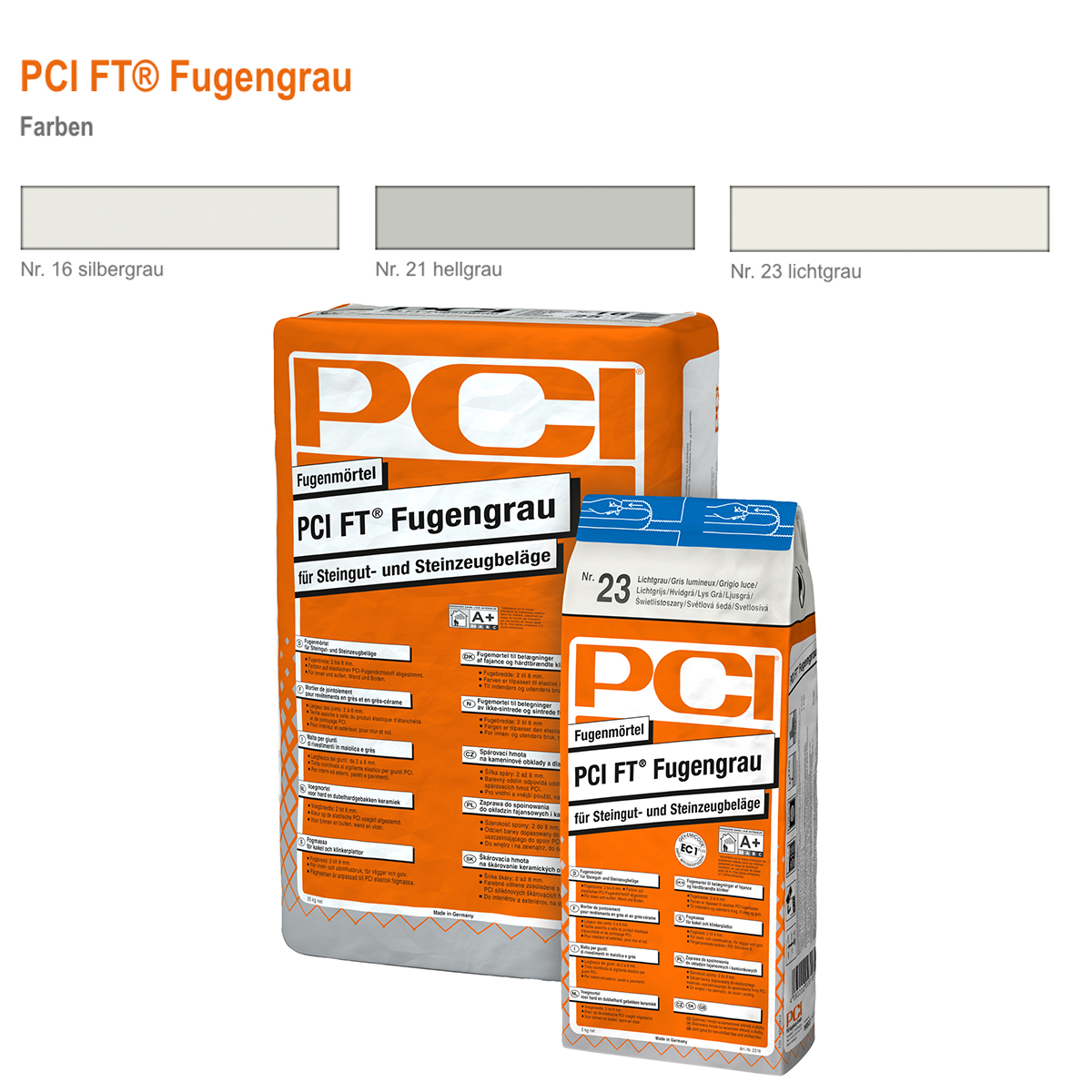 Mortier de jointoiement flexible pour les revêtements en faïence et en grès et pour l'intérieur et l'extérieur PCI FT Fugengrau
