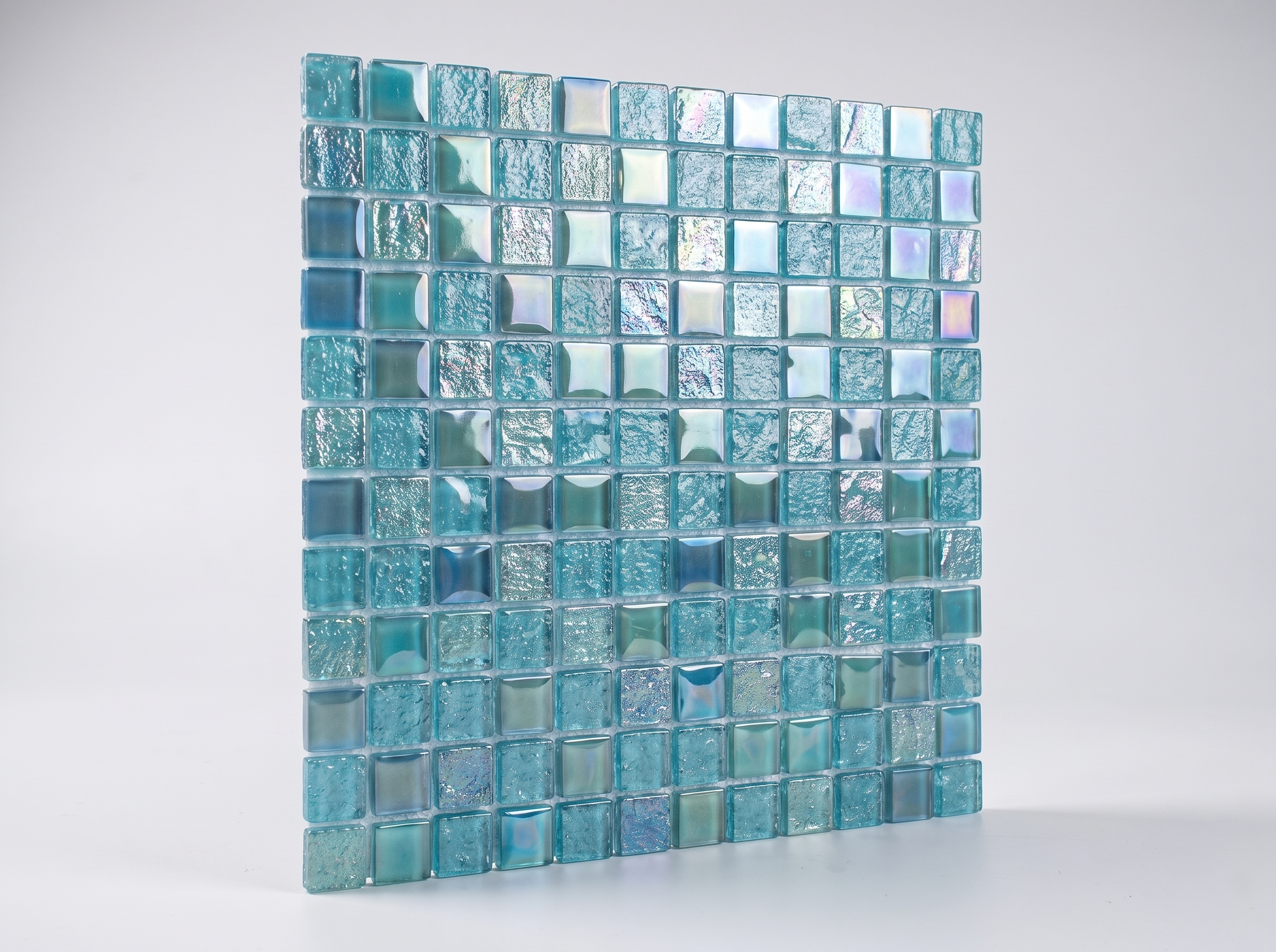 Glasmosaik 23×23 mm Türkis Schimmer