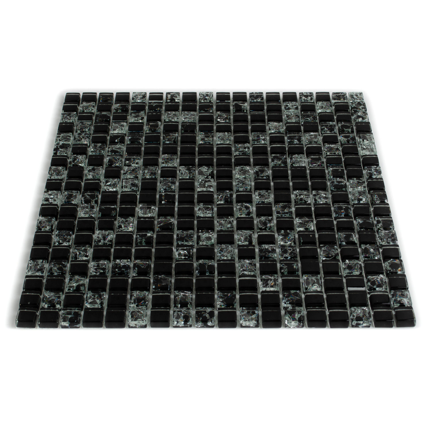 Mosaïque de verre Gaby noir avec effet de cassure 1 tapis