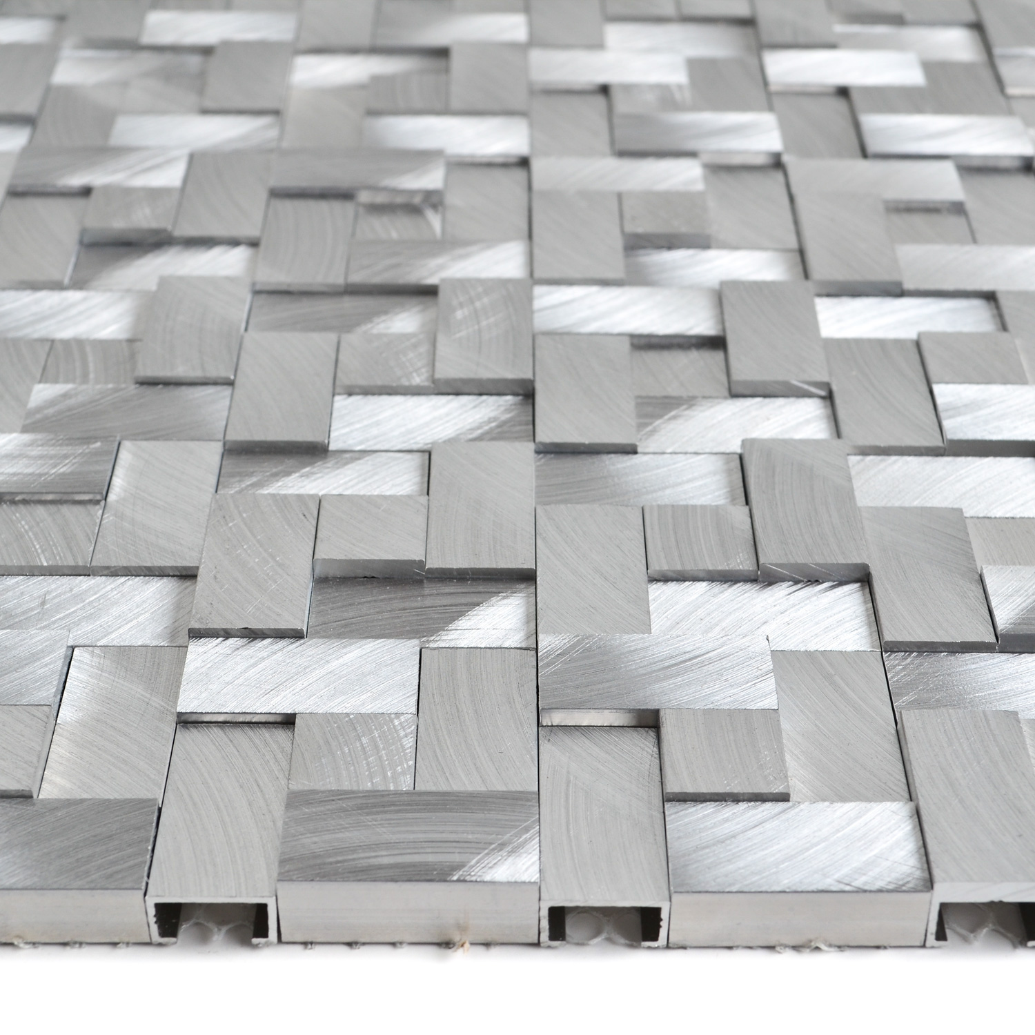 Aluminium Mosaikfliesen Maila Gebürstet  3D Silber-BEN10214