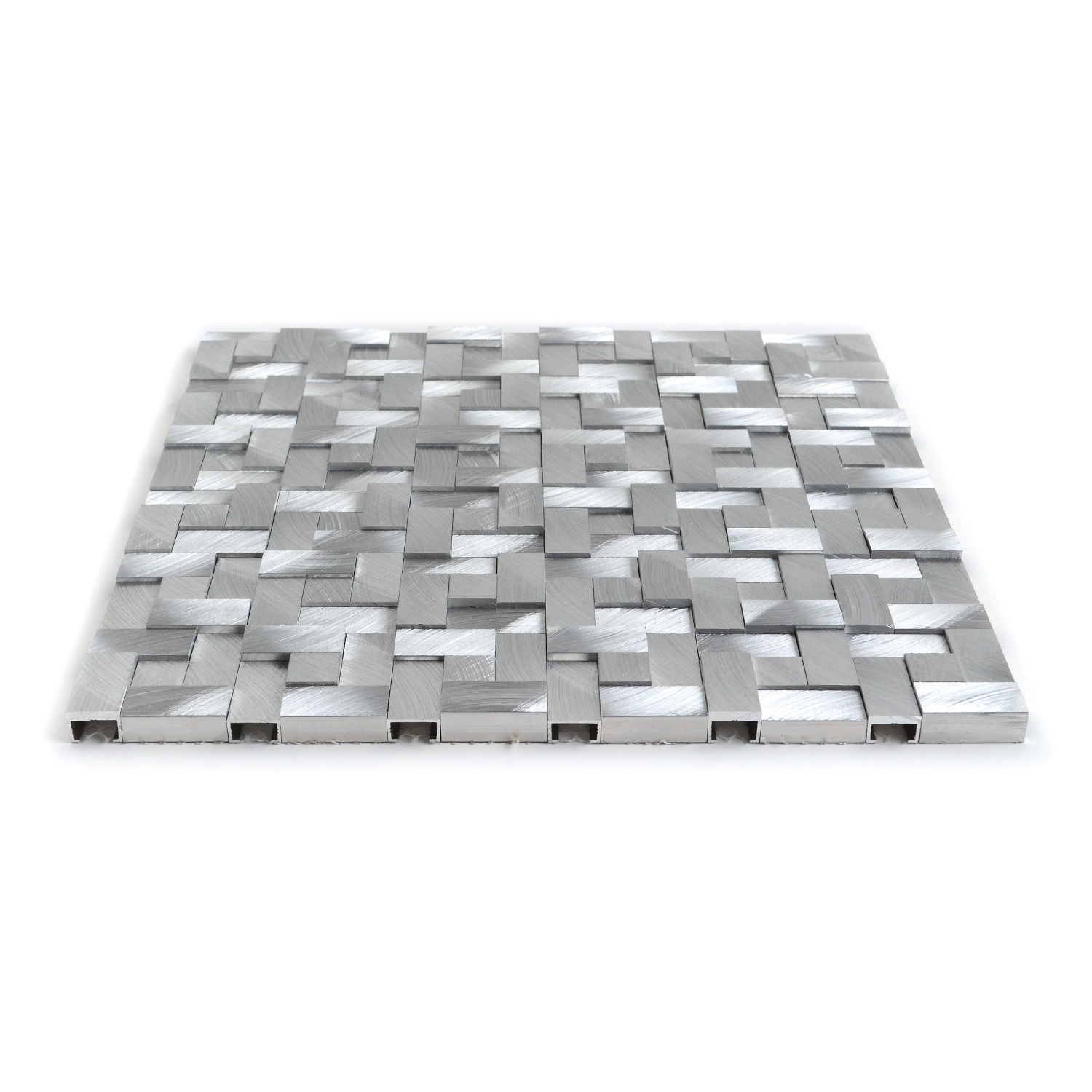 Aluminium Mosaikfliesen Maila Gebürstet  3D Silber-BEN10214