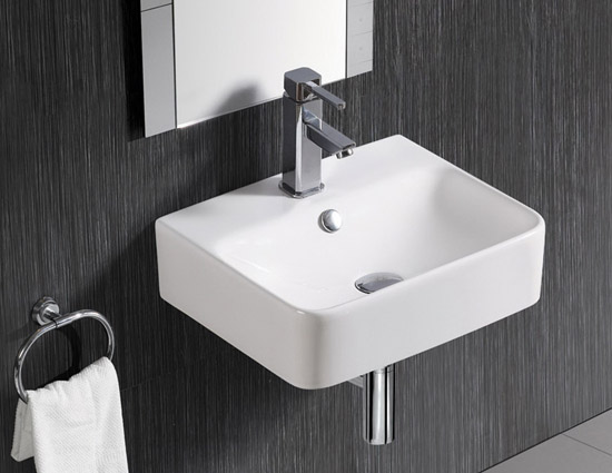 Waschbecken Quadratisch Hängewaschbecken Keramikwaschbecken 45 x 36 x 13 cm -BEN10285