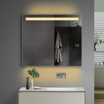 Eclairage LED lumière froide / chaude miroir de salle de bain avec prise électrique 80x70cm