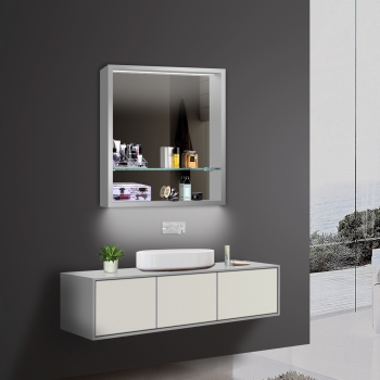 Design aluminium éclairage LED armoire de toilette 80x75cm