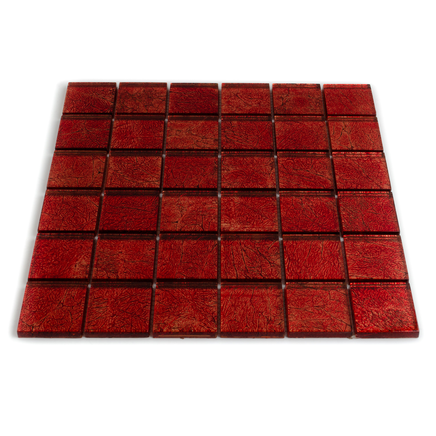 Mosaïque de verre rouge aspect métal Aaliyah 48x48mm 1 tapis