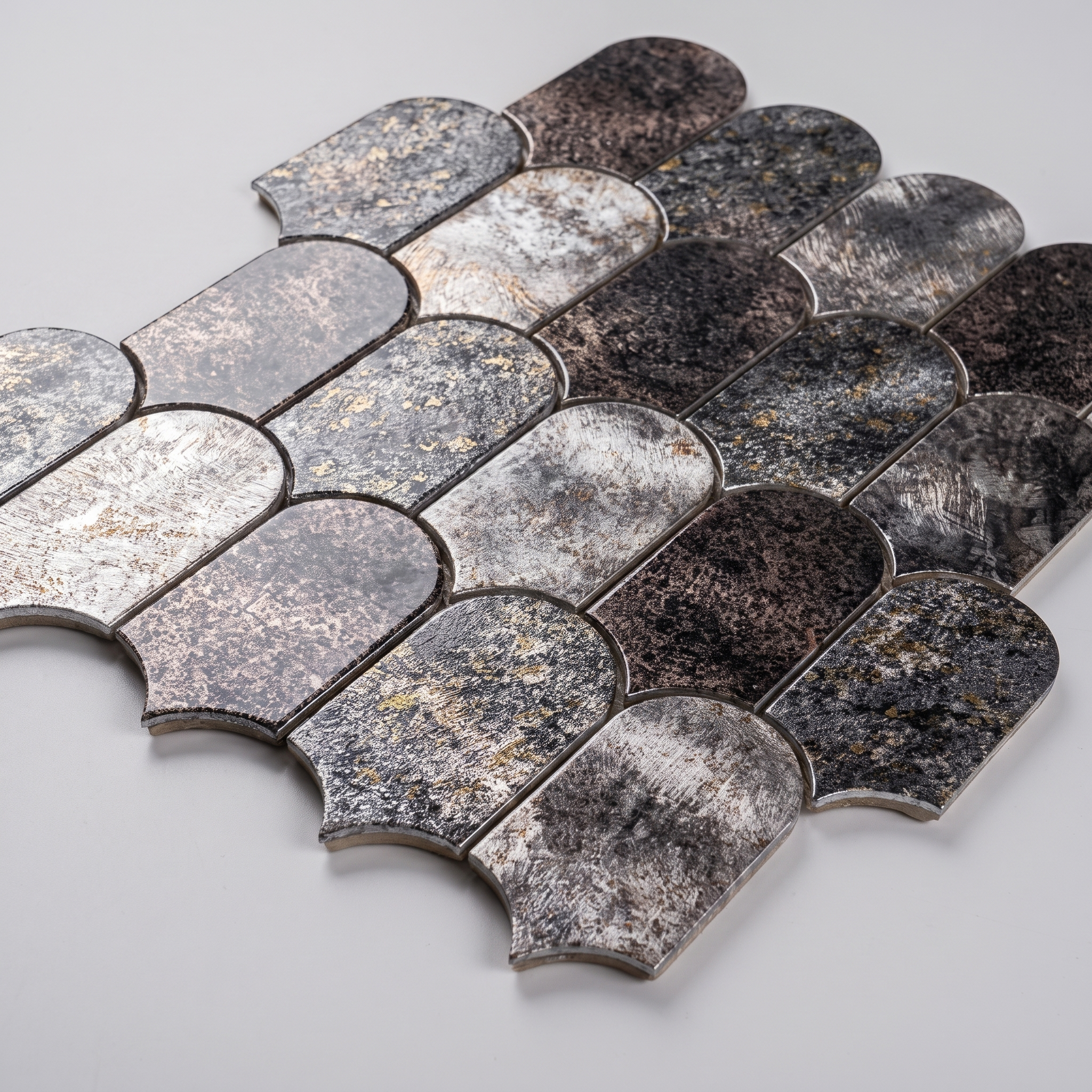 Aluminium Mosaikfliesen Lyon Fischschuppen Branzo Mix
