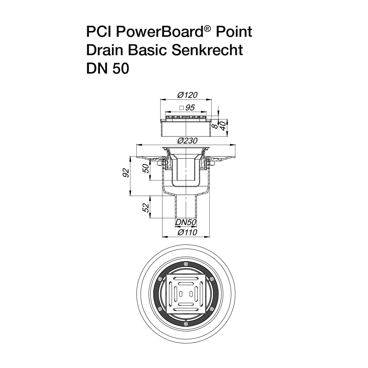 Siphons de sol PCI PowerBoard Point Drain Basic