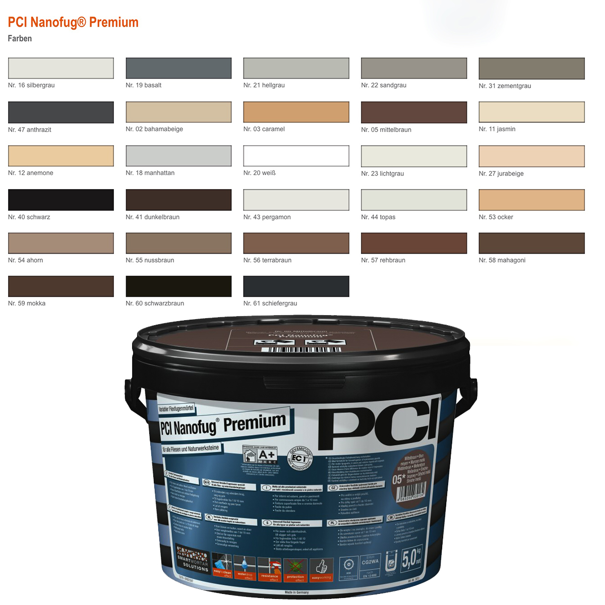 Flexfugenmörtel für Bodenfliesen Wandfliesen Für innen und außen PCI Nanofug Premium-BEN10180.21 Flexfugenmörtel für Bodenfliesen Wandfliesen Für innen und außen PCI Nanofug Premium-BEN10180.21