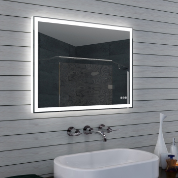 Éclairage LED lumière froide / chaude miroir de salle de bain à intensité variable 80x60cm