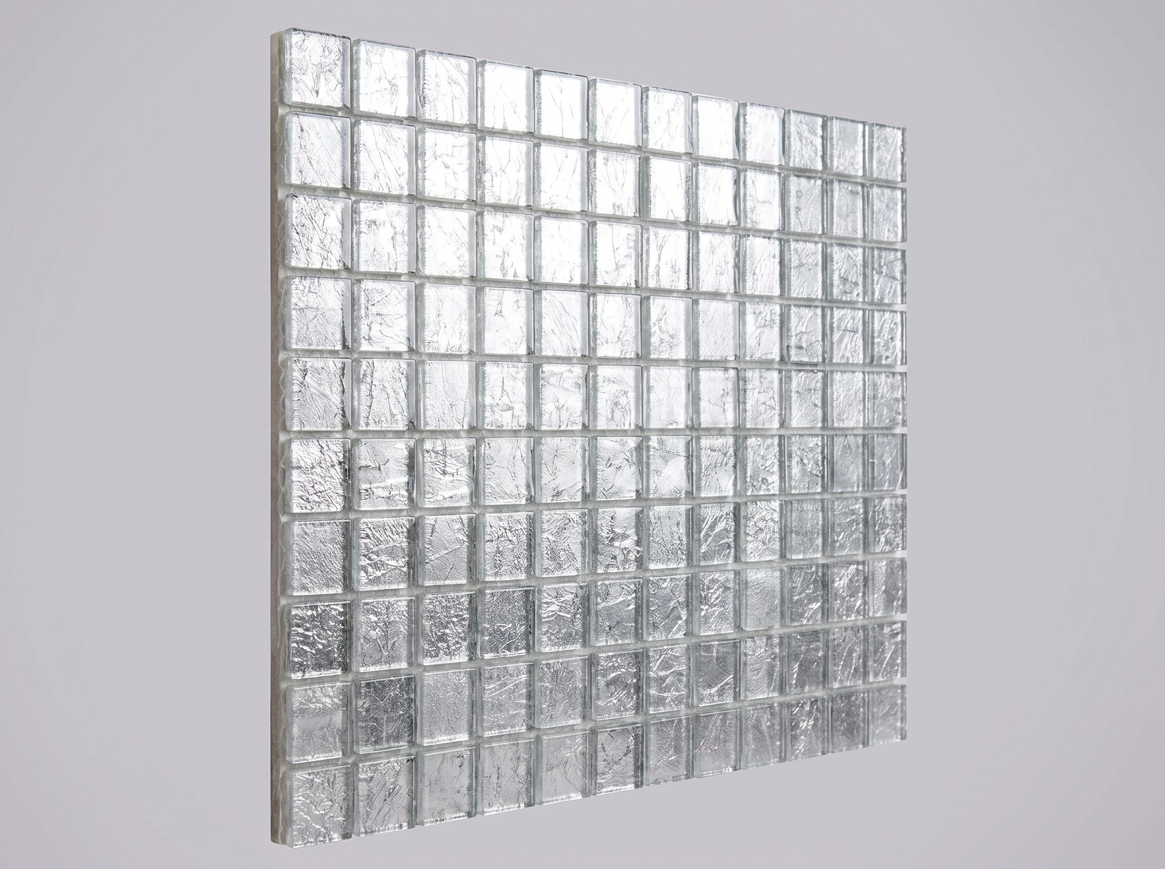 Mosaïque de verre Galaxina argent couverture métallique 1 tapis